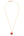 Gold necklace with a red heart pendant on a white background
