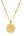 Gold necklace with a round pendant on a white background