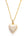 Gold necklace with a heart-shaped pendant on a white background