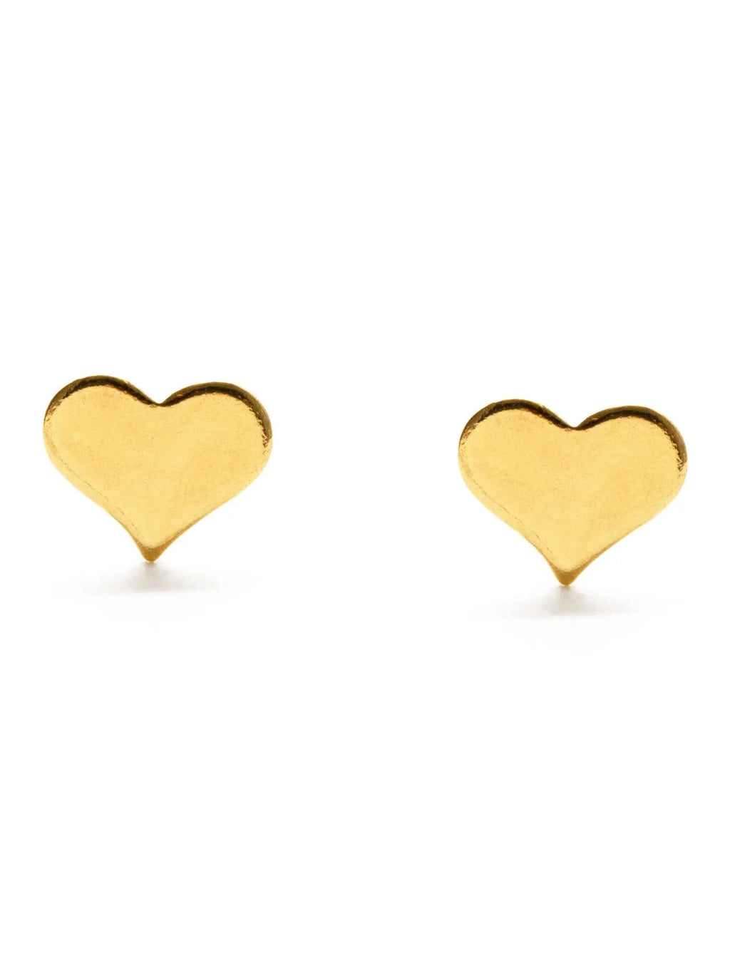Gold heart-shaped earrings on a white background