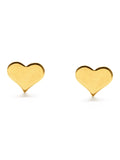 Gold heart-shaped earrings on a white background