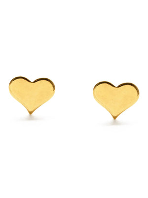 Gold heart-shaped earrings on a white background