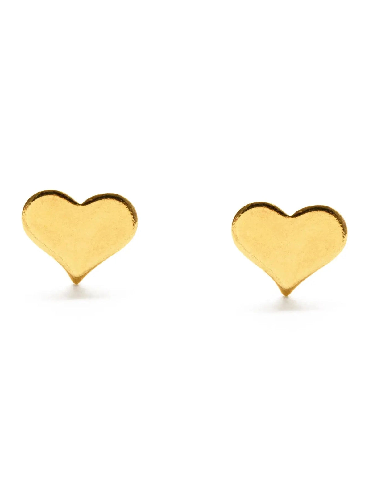 Gold heart-shaped earrings on a white background