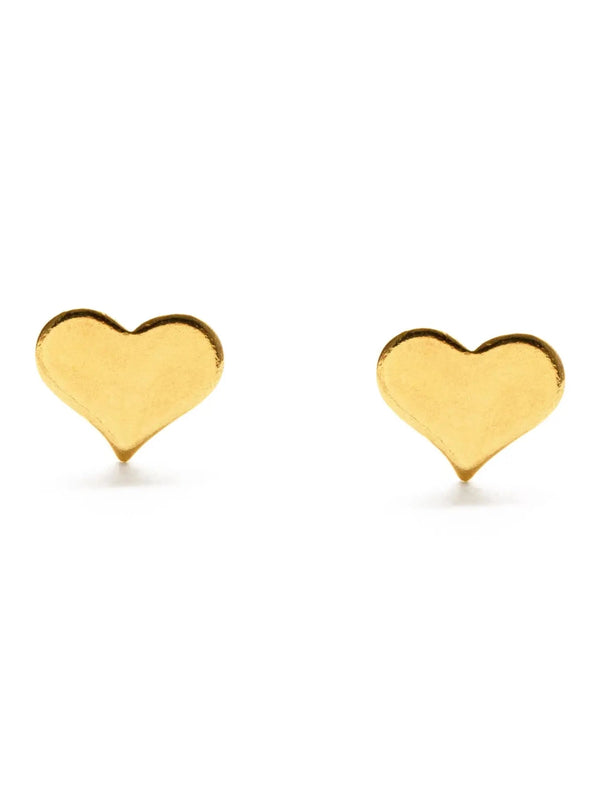 Gold heart-shaped earrings on a white background
