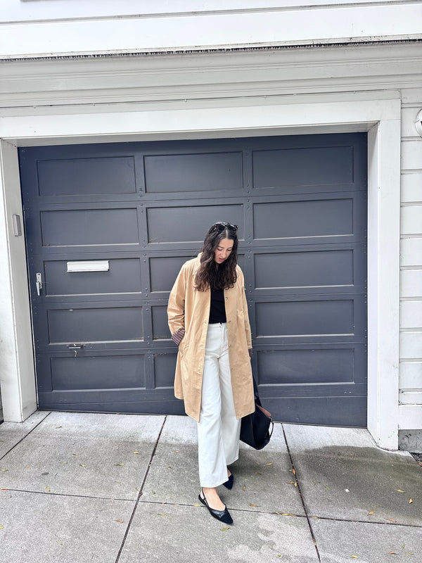Light Weight Trench Coat with Stripe Lining