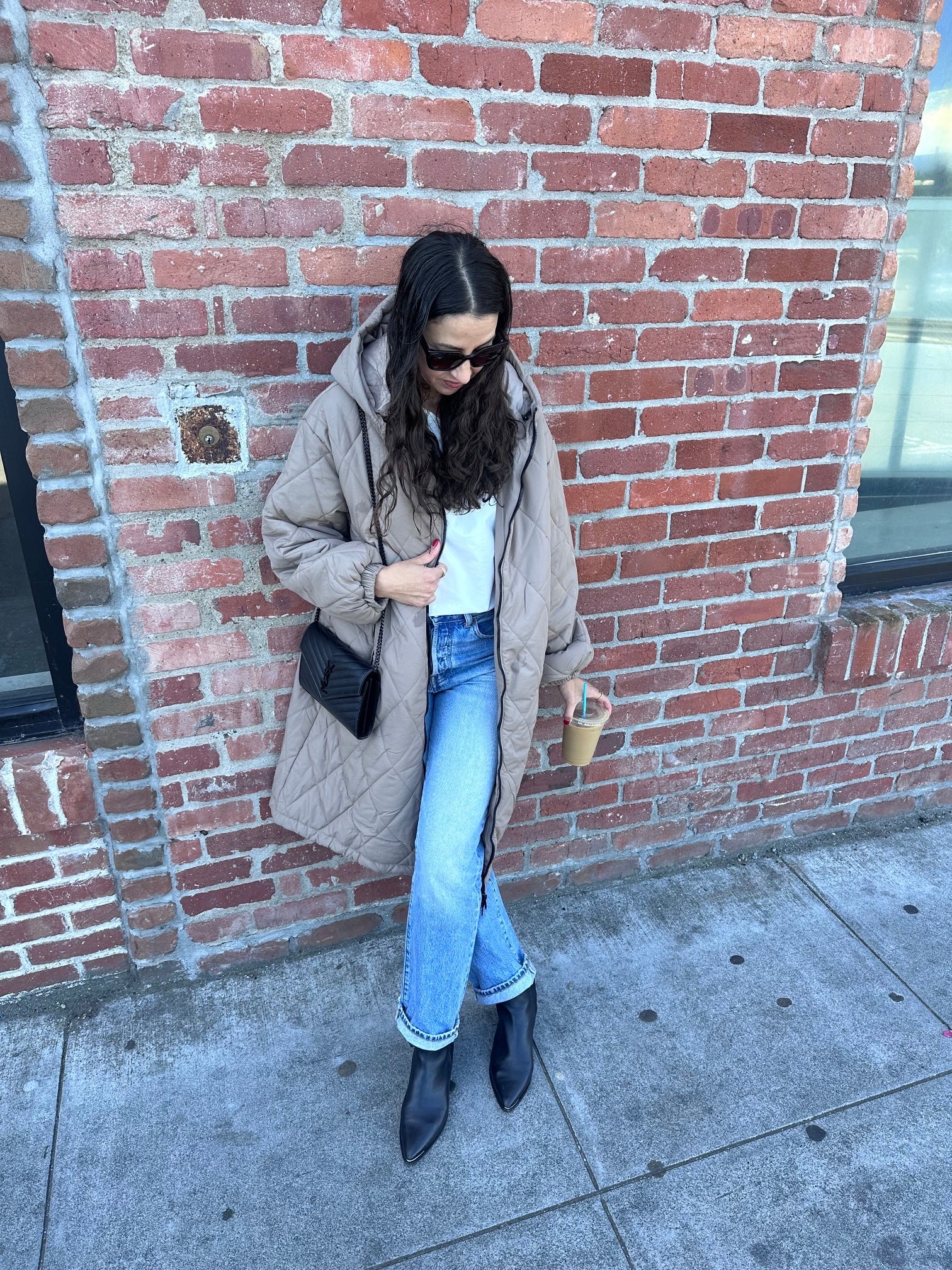 Lightweight long puffer jacket