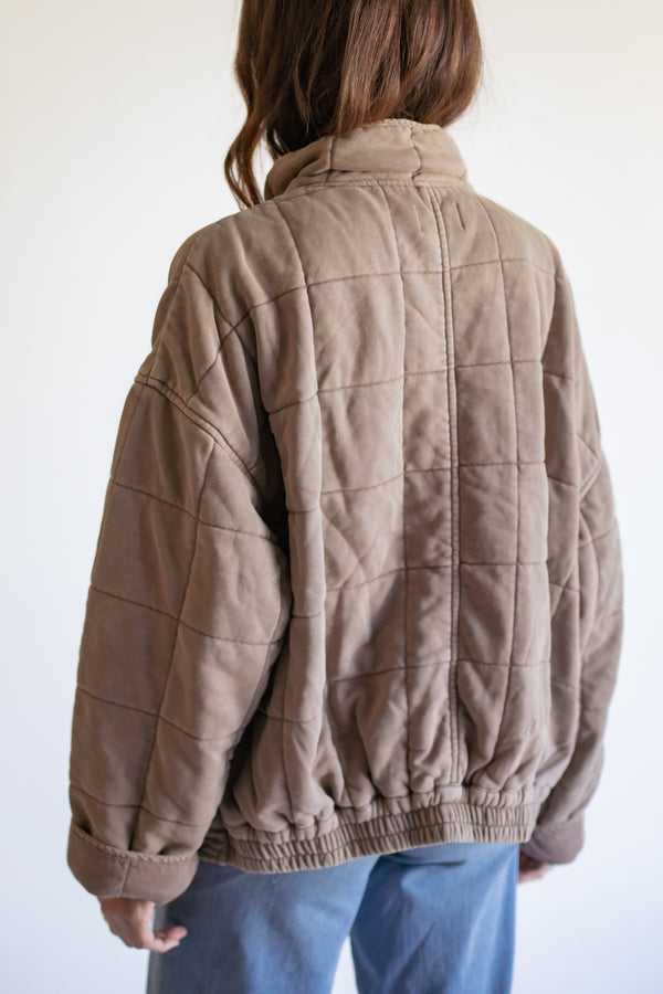Mineral Washed Quilted Knit Jacket - Blush