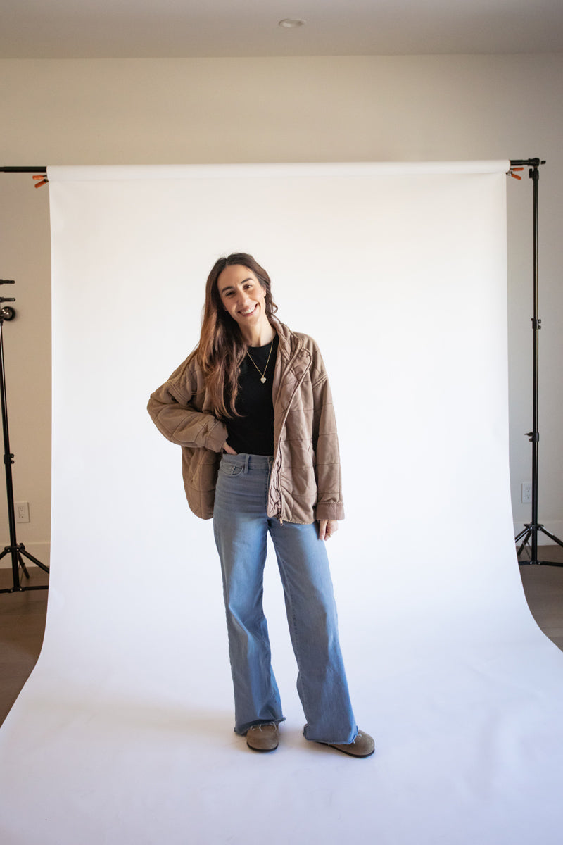 Mineral Washed Quilted Knit Jacket - Blush