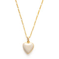 white enamel heart necklace on gold chain