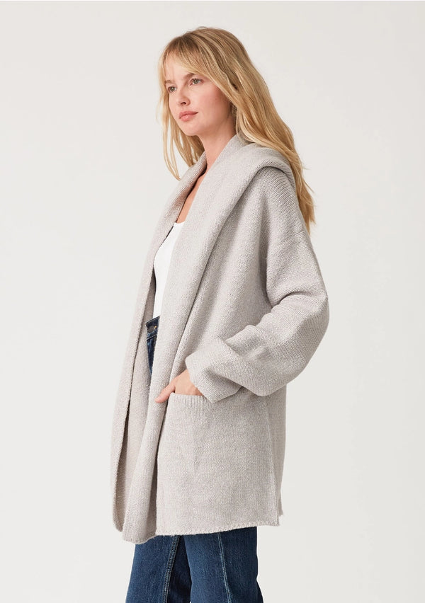 Mid-Length Oversized Long Sleeve Hooded Coatigan