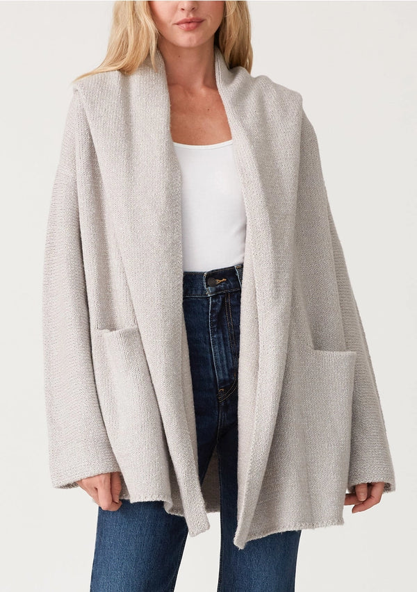 Mid-Length Oversized Long Sleeve Hooded Coatigan