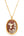 Gold necklace with a pendant featuring a bird and floral design on a white background
