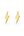 Gold lightning bolt earrings on a white background