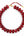 Red beaded necklace with a gold clasp on a white background